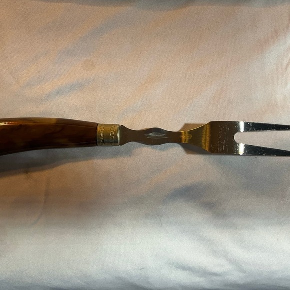 Vintage Retro Meat Serving Fork Bakelite Style Handle Stainless Steel - Picture 4 of 6